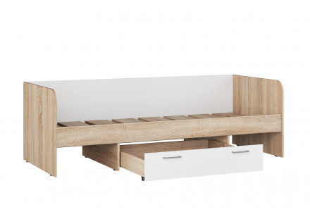 Современная мебель кровать детская с ящиком х800 КР-48 ЛАЙТ ЛДСП белый / корпус сонома, купить недорого в фирменном салоне магазине «Моя Мебель», всего за 13 450 руб.