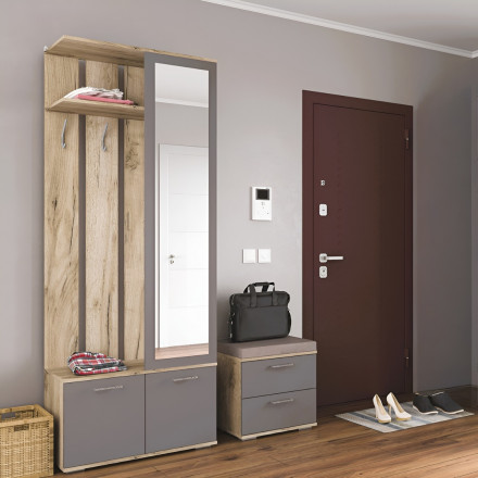 Современная мебель пуфик в прихожую мягкий с ящиком | Банкетка с сиденьем | Тумба ТПр-13 ЛАЙТ ЛДСП серый графит / крафт серый, купить недорого в фирменном салоне магазине «Моя Мебель», всего за 7 790 руб.