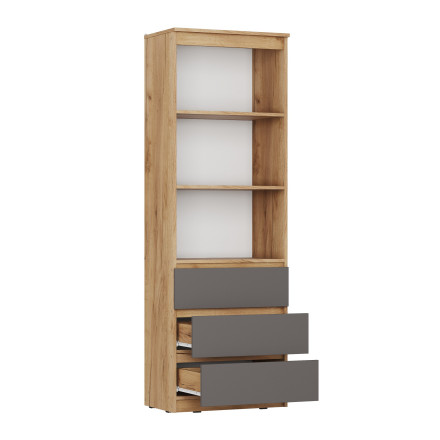 Современная мебель Стеллаж с ящиками как IKEA LOFT для книг и хранения С-22 СИТИ ЛДСП cерый Графит / дуб Крафт золотой, купить недорого в фирменном салоне магазине «Моя Мебель», всего за 9 910 руб.