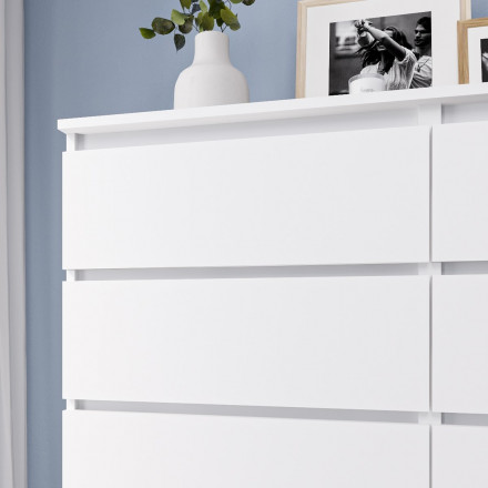 Современная мебель белый комод с 10 выдвижными ящиками как ИКЕА МАЛЬМ в спальню | высокий узкий комод в гостиную, прихожую для вещей и одежды МК 1200.10 (МП/3) МС мори, купить недорого в фирменном салоне магазине «Моя Мебель», всего за 16 500 руб.