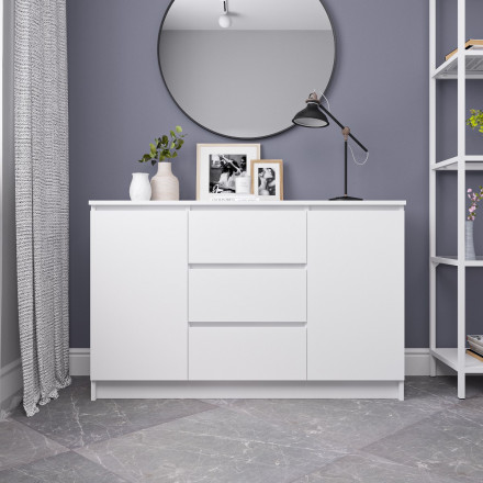 Современная мебель Тумба под ТВ как белый Комод IKEA MALM 3 ящика МК 1200.3 (МП/3) МС мори, купить недорого в фирменном салоне магазине «Моя Мебель», всего за 9 850 руб.