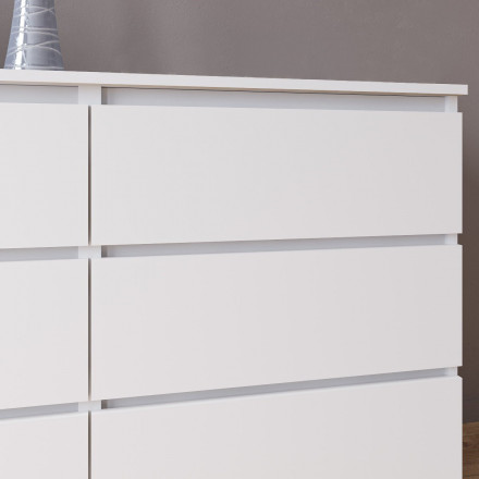 Современная мебель Белый широкий комод как ИКЕА МАЛЬМ (IKEA MALM) 6 ящиков МК 1200.6 (МП/3) МС мори, купить недорого в фирменном салоне магазине «Моя Мебель», всего за 11 220 руб.