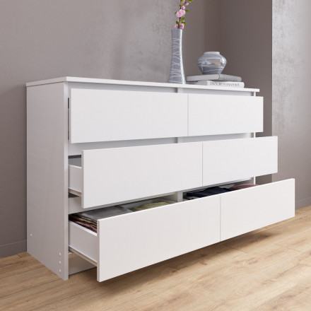 Современная мебель Белый широкий комод как ИКЕА МАЛЬМ (IKEA MALM) 6 ящиков МК 1200.6 (МП/3) МС мори, купить недорого в фирменном салоне магазине «Моя Мебель», всего за 11 220 руб.
