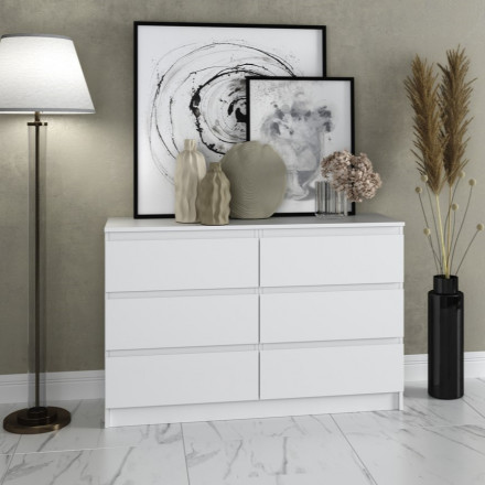 Современная мебель Белый широкий комод как ИКЕА МАЛЬМ (IKEA MALM) 6 ящиков МК 1200.6 (МП/3) МС мори, купить недорого в фирменном салоне магазине «Моя Мебель», всего за 11 220 руб.