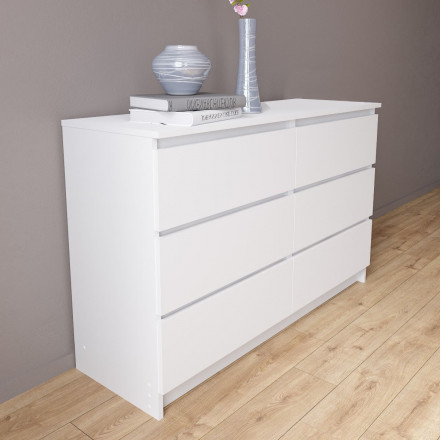 Современная мебель Белый широкий комод как ИКЕА МАЛЬМ (IKEA MALM) 6 ящиков МК 1200.6 (МП/3) МС мори, купить недорого в фирменном салоне магазине «Моя Мебель», всего за 11 220 руб.