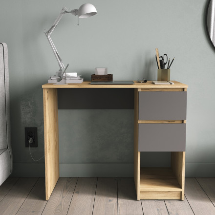 Современная мебель Письменный стол с ящиками как ИКЕА КАЛЛАКС (IKEA KALLAX) СП-18 сити Графит / дуб Крафт золотой, купить недорого в фирменном салоне магазине «Моя Мебель», всего за 4 990 руб.