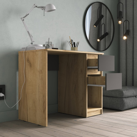 Современная мебель Письменный стол с ящиками как ИКЕА КАЛЛАКС (IKEA KALLAX) СП-18 сити Графит / дуб Крафт золотой, купить недорого в фирменном салоне магазине «Моя Мебель», всего за 4 990 руб.