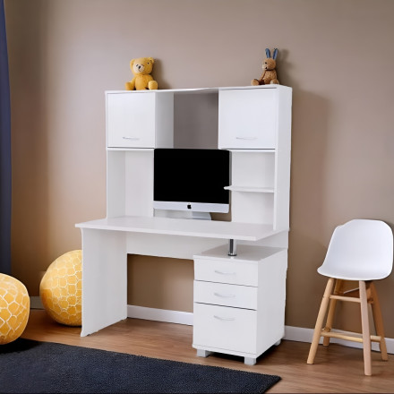 Современная мебель компьютерный стол с полками | ящиками | тумбой | надстройкой maxim 1, ЛДСП белый, купить недорого в фирменном салоне магазине «Моя Мебель», всего за 17 990 руб.