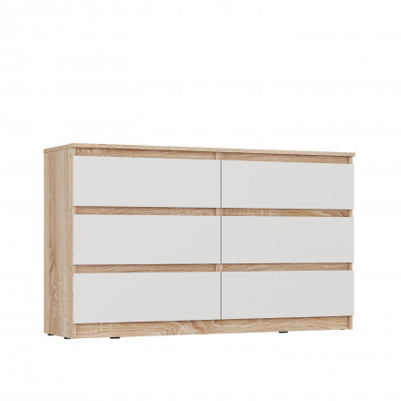 Современная мебель Широкий комод под ТВ как ИКЕА МАЛЬМ (IKEA MALM) 6 ящиков МК 1380.6 (МП/3) сонома / белый МС мори, купить недорого в фирменном салоне магазине «Моя Мебель», всего за 13 910 руб.
