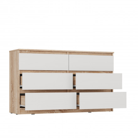 Современная мебель Широкий комод под ТВ как ИКЕА МАЛЬМ (IKEA MALM) 6 ящиков МК 1380.6 (МП/3) сонома / белый МС мори, купить недорого в фирменном салоне магазине «Моя Мебель», всего за 13 910 руб.