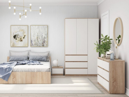 Современная мебель Широкий комод под ТВ как ИКЕА МАЛЬМ (IKEA MALM) 6 ящиков МК 1380.6 (МП/3) сонома / белый МС мори, купить недорого в фирменном салоне магазине «Моя Мебель», всего за 13 910 руб.