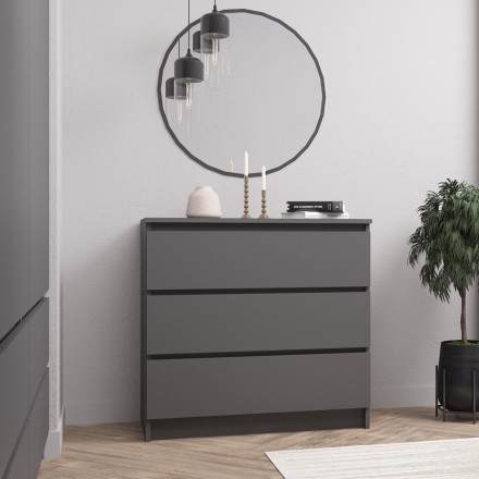 Современная мебель Недорогой комод с 3 ящиками ЛОФТ loft как ИКЕА MALM Графит МК 800.1 (МП) МС мори, купить недорого в фирменном салоне магазине «Моя Мебель», всего за 7 600 руб.