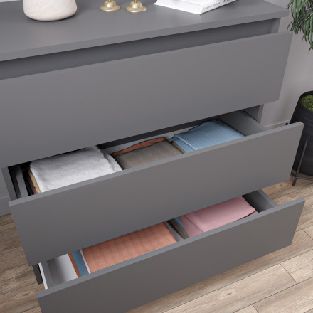 Современная мебель Недорогой комод с 3 ящиками ЛОФТ loft как ИКЕА MALM Графит МК 800.1 (МП) МС мори, купить недорого в фирменном салоне магазине «Моя Мебель», всего за 7 600 руб.