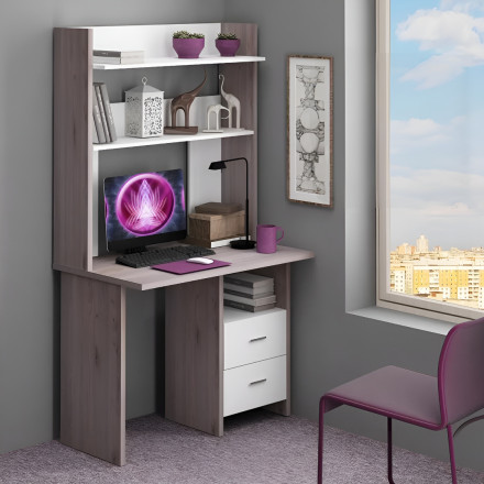 Современная мебель компьютерный стол с полками и ящиками | Письменный стол для школьника с надстройкой СКЛ-Прям100 + НКЛХ-100, купить недорого в фирменном салоне магазине «Моя Мебель», всего за 17 520 руб.