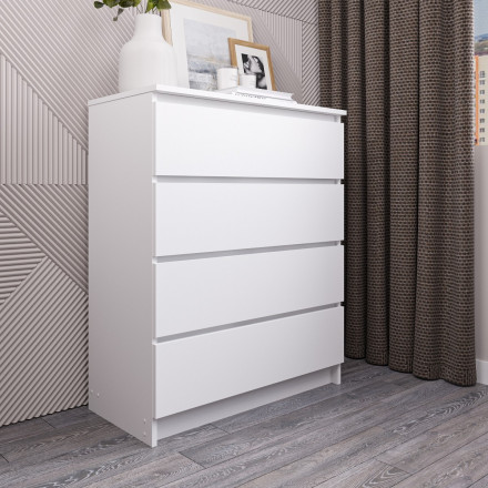 Современная мебель Белый комод с 4 ящиками как IKEA MALM (ИКЕА МАЛЬМ) МК 800.4 (МП/3) МС мори, купить недорого в фирменном салоне магазине «Моя Мебель», всего за 8 980 руб.