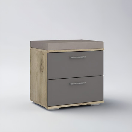 Современная мебель прихожая в коридор с зеркалом, вешалкой, банкеткой, тумбой в маленький узкий коридор Модульная ЛАЙТ, дизайн стиля в квартире №3 (графит / крафт серый), купить недорого в фирменном салоне магазине «Моя Мебель», всего за 21 700 руб.