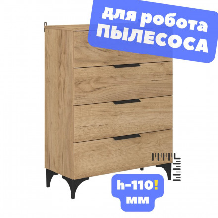 Современная мебель Комод 4 выдвижных ящика Узкий на ножках в спальню, детский, в гостиную, в прихожую, ЛОФТ для одежды, в комнату К-41 ЛДСП дуб крафт золотой, купить недорого в фирменном салоне магазине «Моя Мебель», всего за 9 560 руб.