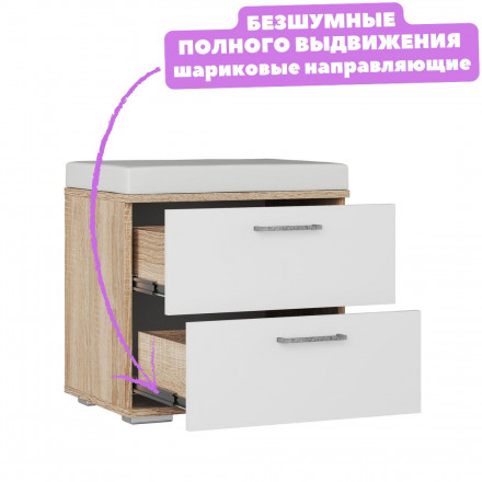 Современная мебель прихожая в коридор со шкафом для одежды, обувницей, зеркалом, вешалкой, банкеткой, тумбой в маленький узкий коридор Модульная ЛАЙТ, дизайн стиля в квартире №6 (сонома / белый), купить недорого в фирменном салоне магазине «Моя Мебель», всего за 42 470 руб.