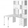 Большой угловой белый компьютерный стол Стеллаж с полками | ящиками | надстройкой СР-420-130