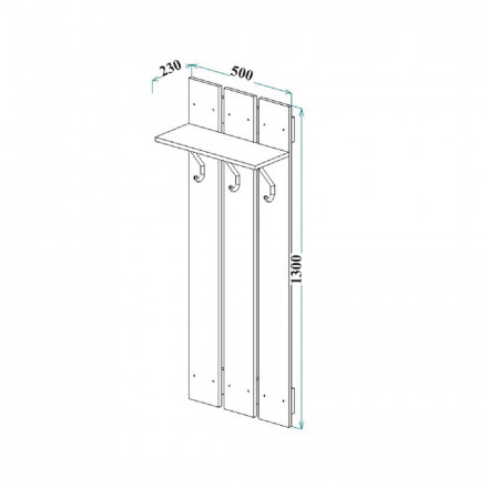 Современная мебель вешалка для одежды настенная, в прихожую с полкой на стену, в коридор В-06 ЛАЙТ ЛДСП белый / дуб сонома, купить недорого в фирменном салоне магазине «Моя Мебель», всего за 3 900 руб.