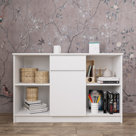 Современная мебель белая тумба под телевизор в гостиную напольная с ящиком | ТВ тумба | Подставка под телевизор Консоль | Тумбочка в прихожую МТВ 1204.1 (МП/3) мори, купить недорого в фирменном салоне магазине «Моя Мебель», всего за 7 530 руб.