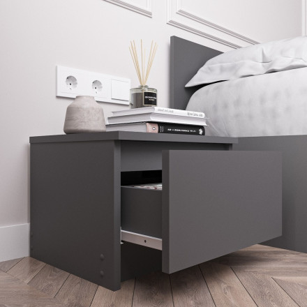 Современная мебель прикроватная тумба для спальни с ящиком | Тумбочка в спальню ТПМ 400.1 (МП) графит мори, купить недорого в фирменном салоне магазине «Моя Мебель», всего за 2 570 руб.