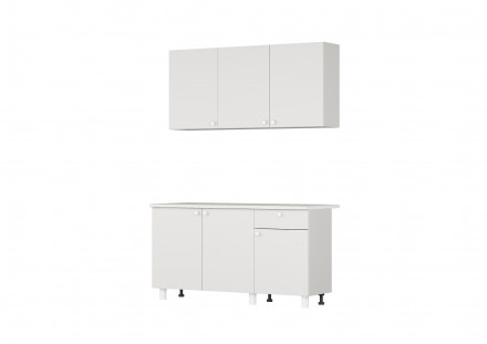 Современная мебель кухонный гарнитур ЛЕГЕНДА-38 ЛДСП х1,5м Белый (1850 Ш)/ Дуб Бунратти (1133 Д)/ корпус Белый (1850 Ш), купить недорого в фирменном салоне магазине «Моя Мебель», всего за 20 650 руб.