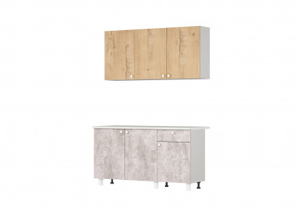 Современная мебель кухонный гарнитур ЛЕГЕНДА-38 ЛДСП х1,5м Белый (1850 Ш)/ Дуб Бунратти (1133 Д)/ корпус Белый (1850 Ш), купить недорого в фирменном салоне магазине «Моя Мебель», всего за 20 650 руб.