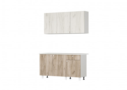 Современная мебель кухонный гарнитур ЛЕГЕНДА-38 ЛДСП х1,5м Белый (1850 Ш)/ Дуб Бунратти (1133 Д)/ корпус Белый (1850 Ш), купить недорого в фирменном салоне магазине «Моя Мебель», всего за 20 650 руб.