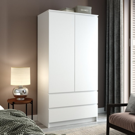 Современная мебель Белый распашной шкаф для одежды с 2 ящиками как IKEA SMASTAD / PLATSA МШ 900.1 (МП/3) МС мори, купить недорого в фирменном салоне магазине «Моя Мебель», всего за 14 580 руб.