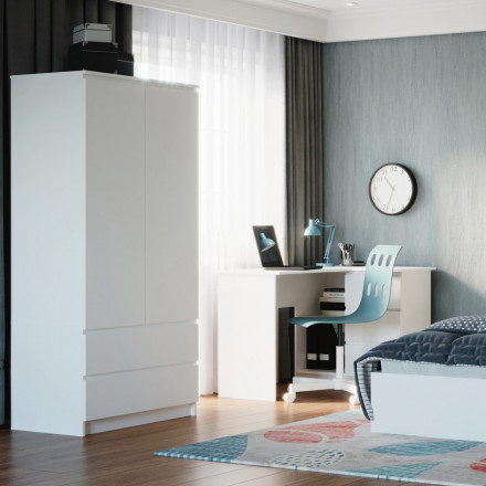 Современная мебель Белый распашной шкаф для одежды с 2 ящиками как IKEA SMASTAD / PLATSA МШ 900.1 (МП/3) МС мори, купить недорого в фирменном салоне магазине «Моя Мебель», всего за 14 580 руб.