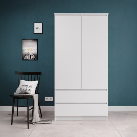 Современная мебель Белый распашной шкаф для одежды с 2 ящиками как IKEA SMASTAD / PLATSA МШ 900.1 (МП/3) МС мори, купить недорого в фирменном салоне магазине «Моя Мебель», всего за 14 580 руб.