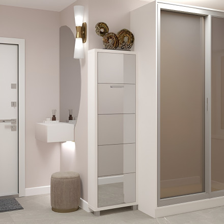 Современная мебель люкс фасад зеркало (белый шагрень) 4-х секционный Твикс, купить недорого в фирменном салоне магазине «Моя Мебель», всего за 29 820 руб.