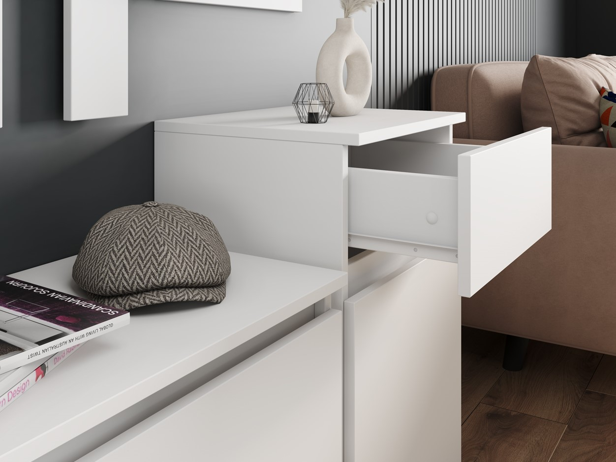 Ящик тумбы из коллекции недорогой модульной мебели в прихожую белого цвета 'МОРИ' в салонах 'Моя Мебель' и на сайте m-m-mebel.ru